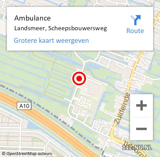 Locatie op kaart van de 112 melding: Ambulance Landsmeer, Scheepsbouwersweg op 16 januari 2020 09:46