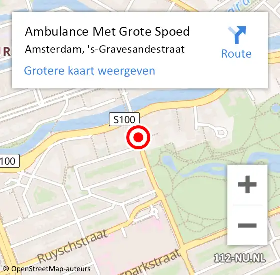 Locatie op kaart van de 112 melding: Ambulance Met Grote Spoed Naar Amsterdam, 's-Gravesandestraat op 16 januari 2020 10:25