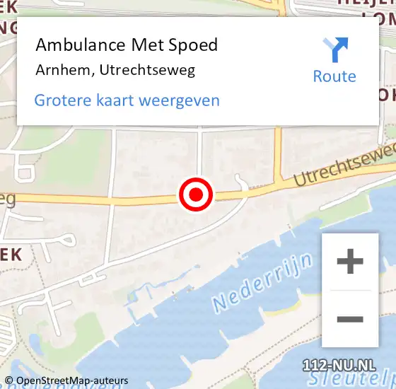 Locatie op kaart van de 112 melding: Ambulance Met Spoed Naar Arnhem, Utrechtseweg op 16 januari 2020 10:52