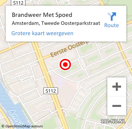 Locatie op kaart van de 112 melding: Brandweer Met Spoed Naar Amsterdam, Tweede Oosterparkstraat op 16 januari 2020 14:08