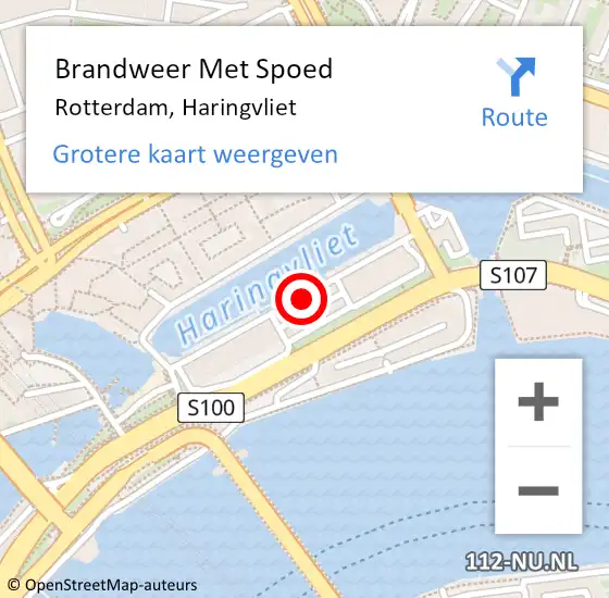 Locatie op kaart van de 112 melding: Brandweer Met Spoed Naar Rotterdam, Haringvliet op 16 januari 2020 14:38
