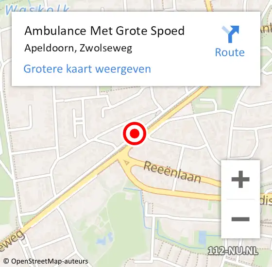 Locatie op kaart van de 112 melding: Ambulance Met Grote Spoed Naar Apeldoorn, Zwolseweg op 16 januari 2020 14:44