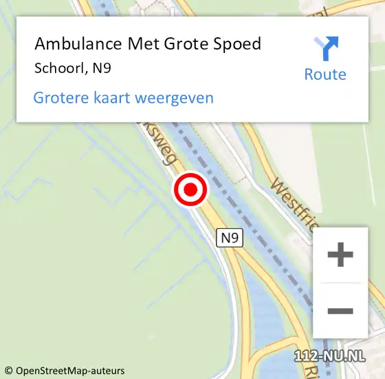 Locatie op kaart van de 112 melding: Ambulance Met Grote Spoed Naar Schoorl, N9 op 16 januari 2020 14:58