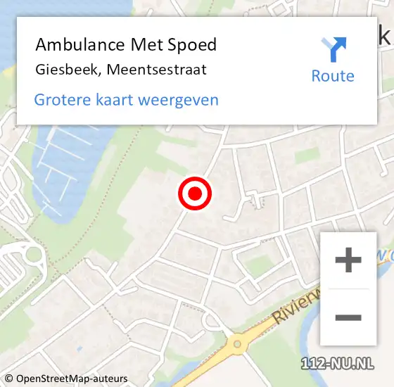 Locatie op kaart van de 112 melding: Ambulance Met Spoed Naar Giesbeek, Meentsestraat op 16 januari 2020 18:50
