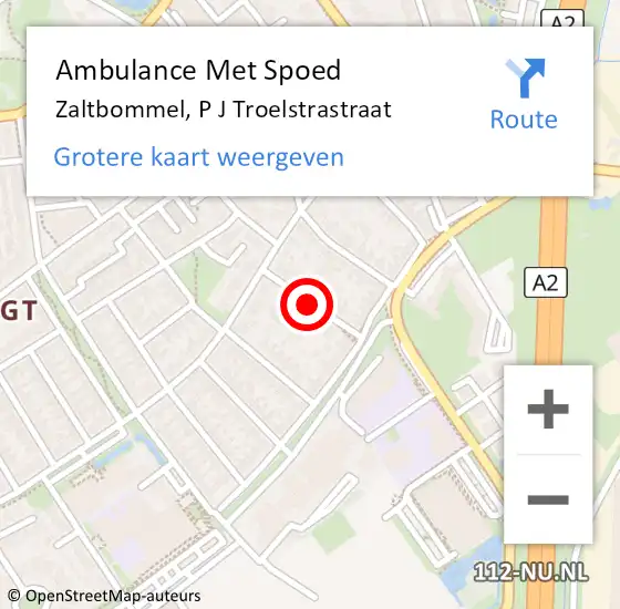 Locatie op kaart van de 112 melding: Ambulance Met Spoed Naar Zaltbommel, P J Troelstrastraat op 17 januari 2020 08:11