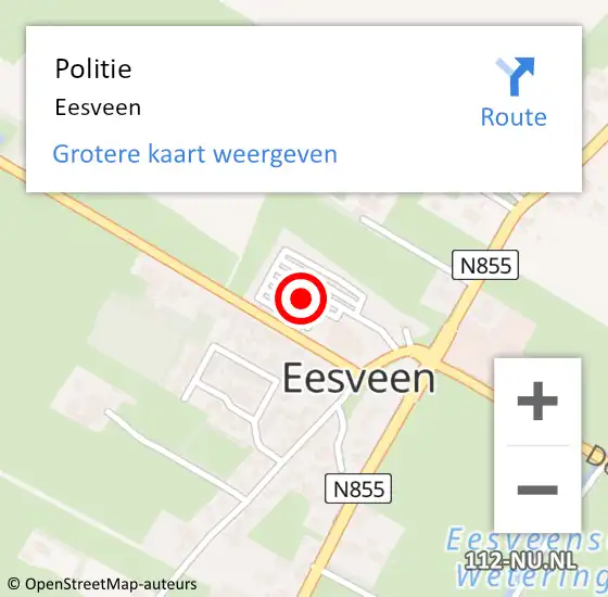 Locatie op kaart van de 112 melding: Politie Eesveen op 17 januari 2020 10:20