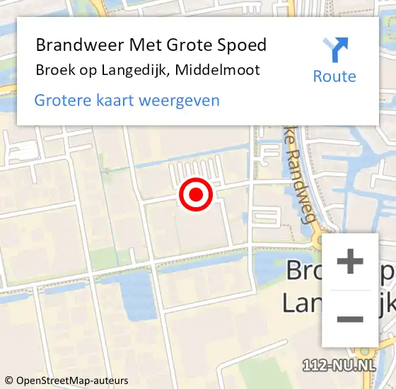 Locatie op kaart van de 112 melding: Brandweer Met Grote Spoed Naar Broek op Langedijk, Middelmoot op 17 januari 2020 10:50