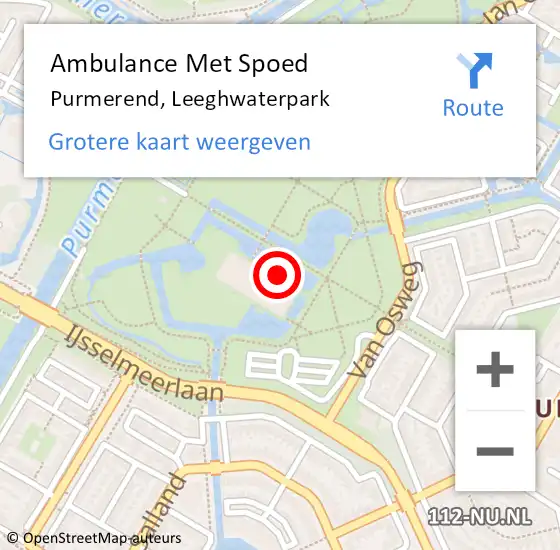 Locatie op kaart van de 112 melding: Ambulance Met Spoed Naar Purmerend, Leeghwaterpark op 17 januari 2020 10:52
