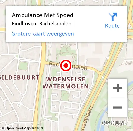 Locatie op kaart van de 112 melding: Ambulance Met Spoed Naar Eindhoven, Rachelsmolen op 17 januari 2020 12:38