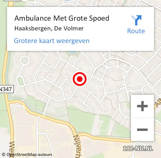 Locatie op kaart van de 112 melding: Ambulance Met Grote Spoed Naar Haaksbergen, De Volmer op 17 januari 2020 13:52