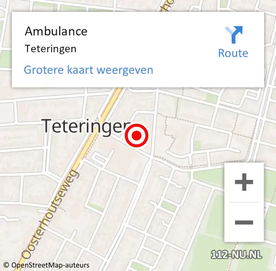 Locatie op kaart van de 112 melding: Ambulance Teteringen op 17 januari 2020 17:00