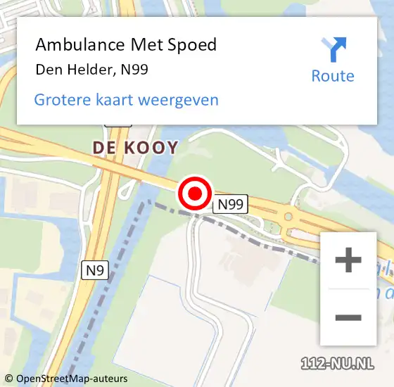 Locatie op kaart van de 112 melding: Ambulance Met Spoed Naar Den Helder, N99 op 17 januari 2020 17:50