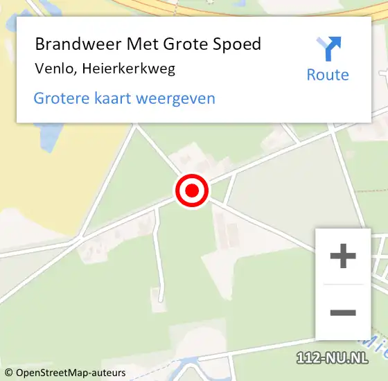 Locatie op kaart van de 112 melding: Brandweer Met Grote Spoed Naar Venlo, Heierkerkweg op 17 januari 2020 17:58
