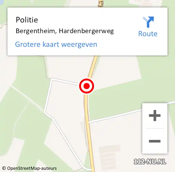 Locatie op kaart van de 112 melding: Politie Bergentheim, Hardenbergerweg op 17 januari 2020 18:10