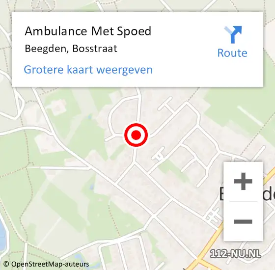 Locatie op kaart van de 112 melding: Ambulance Met Spoed Naar Beegden, Bosstraat op 17 januari 2020 18:33