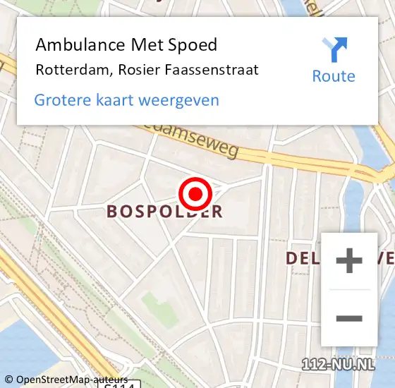 Locatie op kaart van de 112 melding: Ambulance Met Spoed Naar Rotterdam, Rosier Faassenstraat op 18 januari 2020 00:03