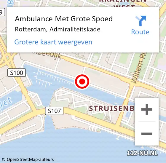 Locatie op kaart van de 112 melding: Ambulance Met Grote Spoed Naar Rotterdam, Admiraliteitskade op 18 januari 2020 03:53