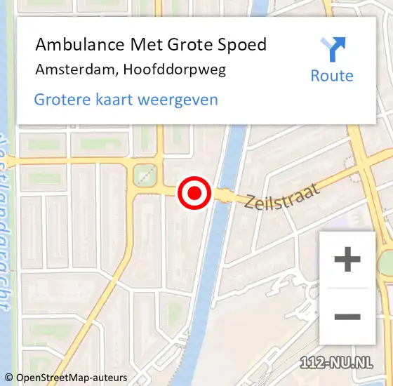 Locatie op kaart van de 112 melding: Ambulance Met Grote Spoed Naar Amsterdam, Hoofddorpweg op 18 januari 2020 07:03