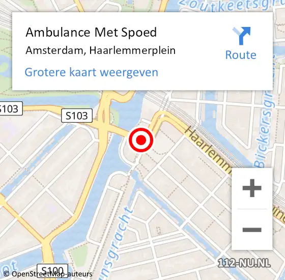 Locatie op kaart van de 112 melding: Ambulance Met Spoed Naar Amsterdam, Haarlemmerplein op 18 januari 2020 12:57