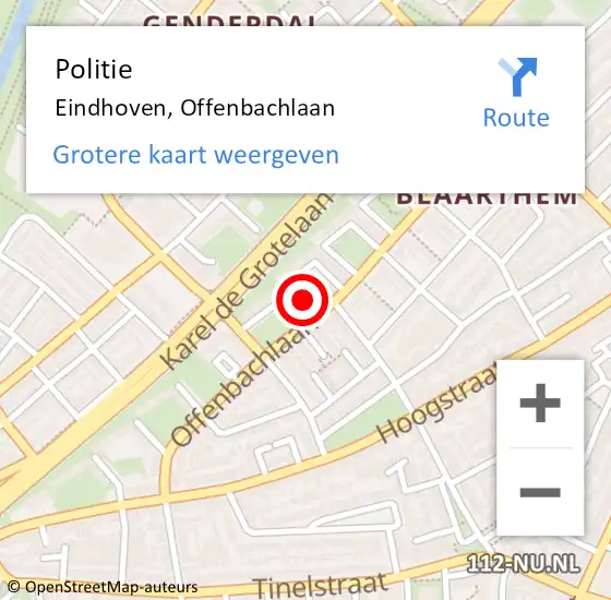 Locatie op kaart van de 112 melding: Politie Eindhoven, Offenbachlaan op 18 januari 2020 15:33