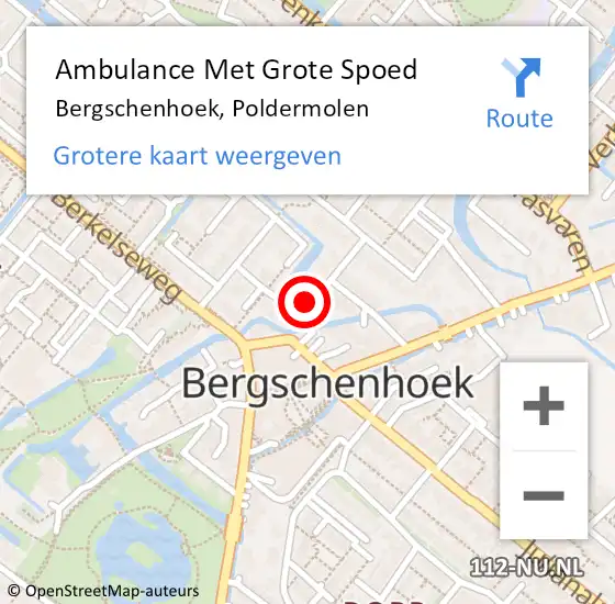 Locatie op kaart van de 112 melding: Ambulance Met Grote Spoed Naar Bergschenhoek, Poldermolen op 18 januari 2020 16:34
