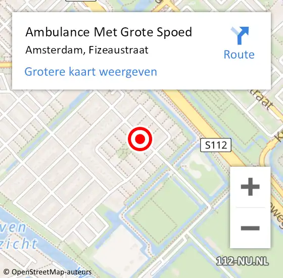 Locatie op kaart van de 112 melding: Ambulance Met Grote Spoed Naar Amsterdam, Fizeaustraat op 18 januari 2020 19:59