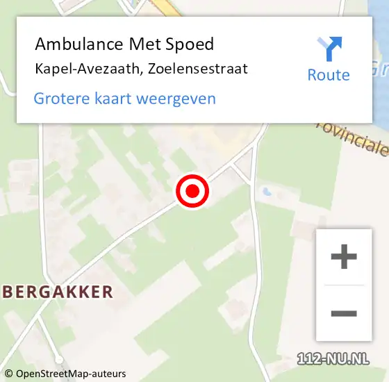 Locatie op kaart van de 112 melding: Ambulance Met Spoed Naar Kapel-Avezaath, Zoelensestraat op 18 januari 2020 21:12