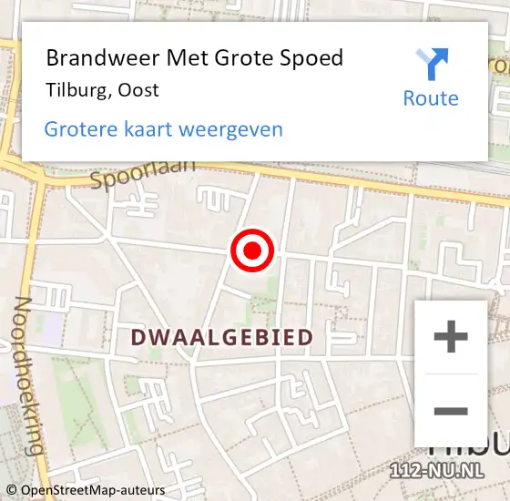 Locatie op kaart van de 112 melding: Brandweer Met Grote Spoed Naar Tilburg, Oost op 18 januari 2020 21:16