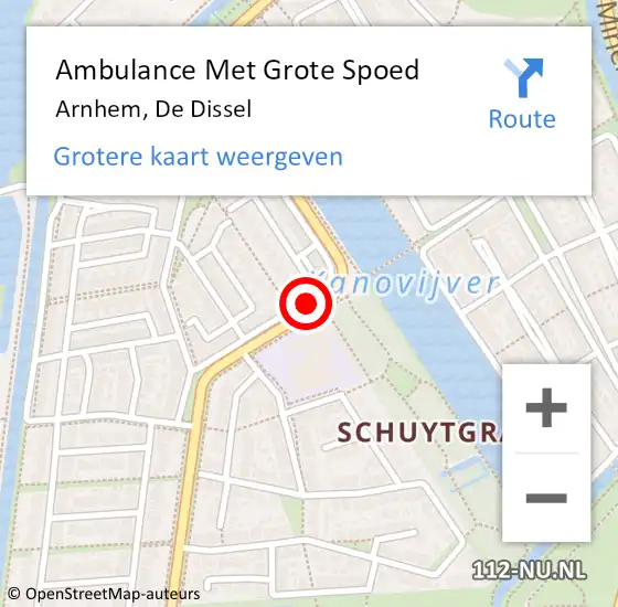 Locatie op kaart van de 112 melding: Ambulance Met Grote Spoed Naar Arnhem, De Dissel op 18 januari 2020 22:42