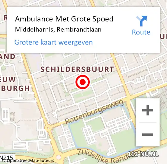 Locatie op kaart van de 112 melding: Ambulance Met Grote Spoed Naar Middelharnis, Rembrandtlaan op 18 januari 2020 23:22