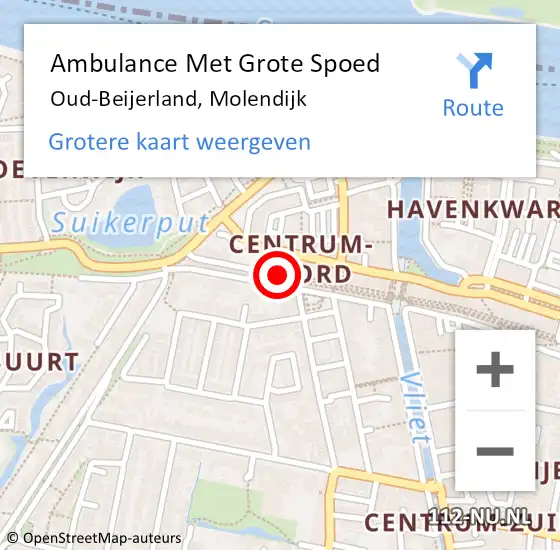 Locatie op kaart van de 112 melding: Ambulance Met Grote Spoed Naar Oud-Beijerland, Molendijk op 19 januari 2020 00:54