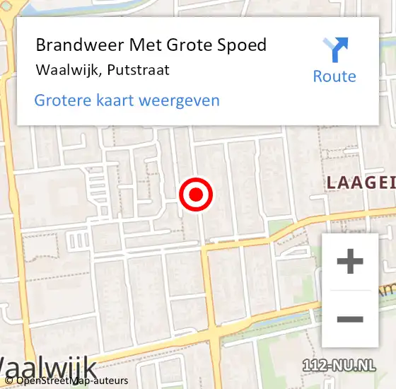 Locatie op kaart van de 112 melding: Brandweer Met Grote Spoed Naar Waalwijk, Putstraat op 19 januari 2020 01:03