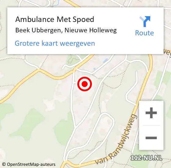 Locatie op kaart van de 112 melding: Ambulance Met Spoed Naar Beek Ubbergen, Nieuwe Holleweg op 19 januari 2020 08:55
