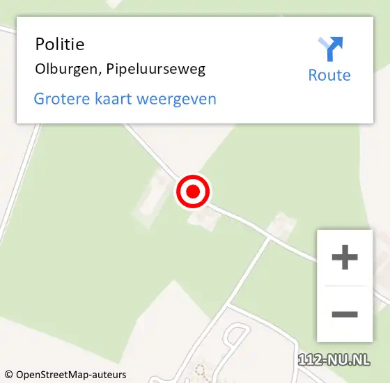 Locatie op kaart van de 112 melding: Politie Olburgen, Pipeluurseweg op 19 januari 2020 09:02