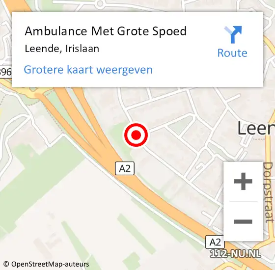 Locatie op kaart van de 112 melding: Ambulance Met Grote Spoed Naar Leende, Irislaan op 19 januari 2020 09:46