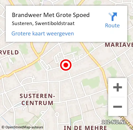 Locatie op kaart van de 112 melding: Brandweer Met Grote Spoed Naar Susteren, Swentiboldstraat op 19 januari 2020 10:24