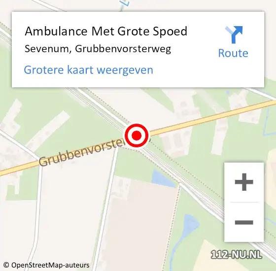 Locatie op kaart van de 112 melding: Ambulance Met Grote Spoed Naar Sevenum, Grubbenvorsterweg op 19 januari 2020 11:53