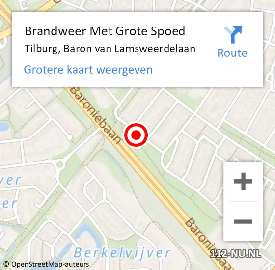 Locatie op kaart van de 112 melding: Brandweer Met Grote Spoed Naar Tilburg, Baron van Lamsweerdelaan op 19 januari 2020 13:52