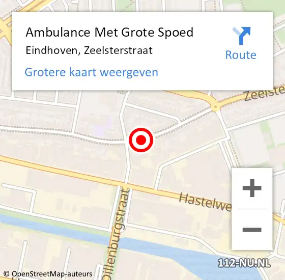 Locatie op kaart van de 112 melding: Ambulance Met Grote Spoed Naar Eindhoven, Zeelsterstraat op 19 januari 2020 13:55