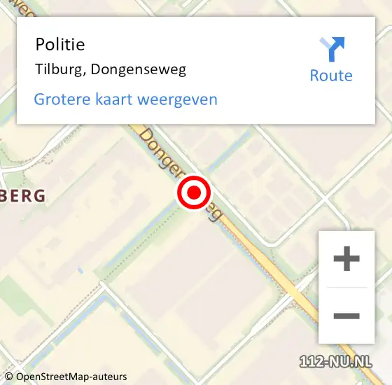 Locatie op kaart van de 112 melding: Politie Tilburg, Dongenseweg op 19 januari 2020 14:55