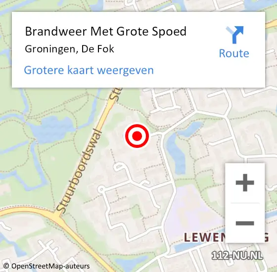 Locatie op kaart van de 112 melding: Brandweer Met Grote Spoed Naar Groningen, De Fok op 19 januari 2020 18:02
