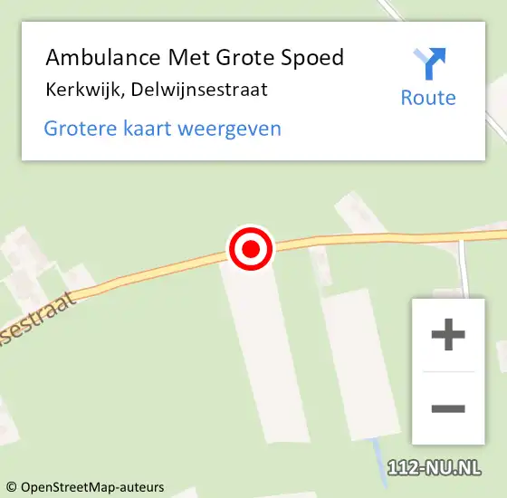 Locatie op kaart van de 112 melding: Ambulance Met Grote Spoed Naar Kerkwijk, Delwijnsestraat op 19 januari 2020 18:41