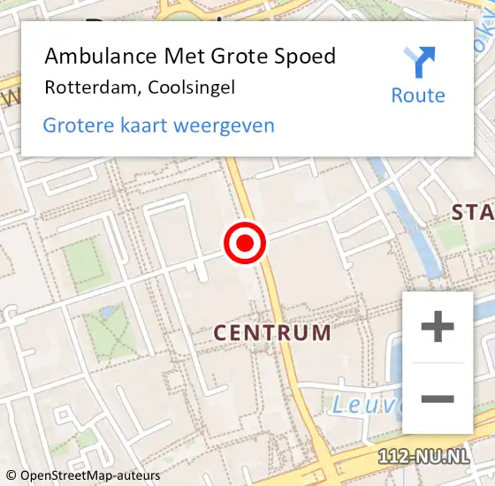 Locatie op kaart van de 112 melding: Ambulance Met Grote Spoed Naar Rotterdam, Coolsingel op 19 januari 2020 19:00