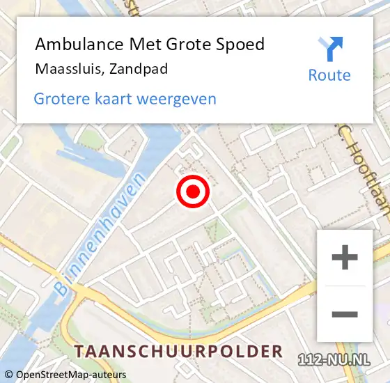 Locatie op kaart van de 112 melding: Ambulance Met Grote Spoed Naar Maassluis, Zandpad op 19 januari 2020 19:38