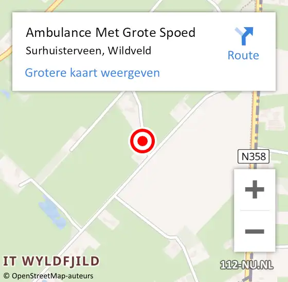 Locatie op kaart van de 112 melding: Ambulance Met Grote Spoed Naar Surhuisterveen, Wildveld op 19 januari 2020 22:54