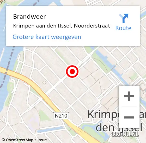 Locatie op kaart van de 112 melding: Brandweer Krimpen aan den IJssel, Noorderstraat op 20 januari 2020 00:22