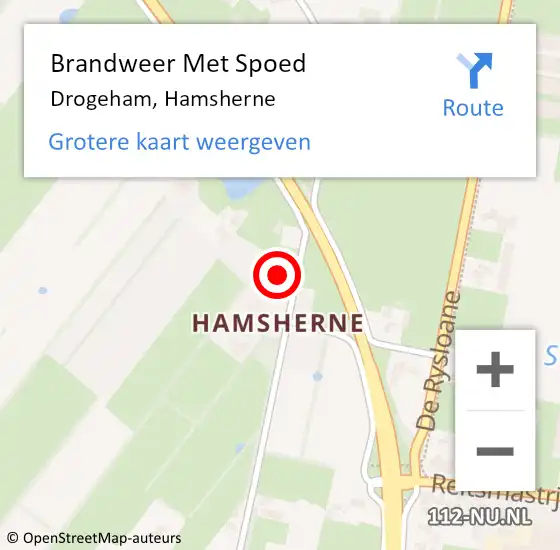 Locatie op kaart van de 112 melding: Brandweer Met Spoed Naar Drogeham, Hamsherne op 20 januari 2020 10:36