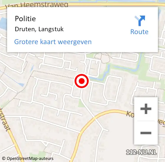 Locatie op kaart van de 112 melding: Politie Druten, Langstuk op 20 januari 2020 10:58