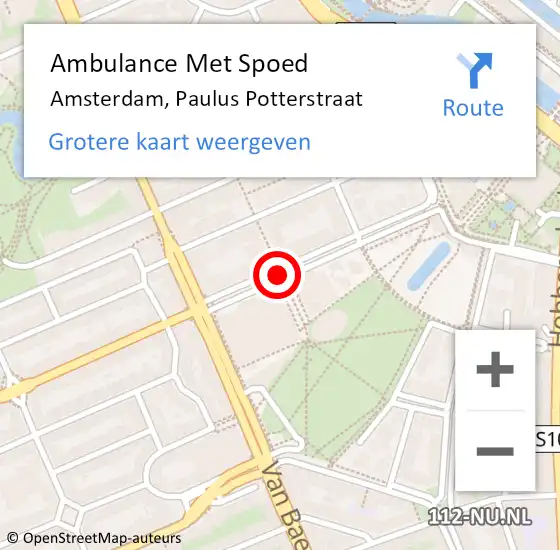 Locatie op kaart van de 112 melding: Ambulance Met Spoed Naar Amsterdam, Paulus Potterstraat op 20 januari 2020 12:02