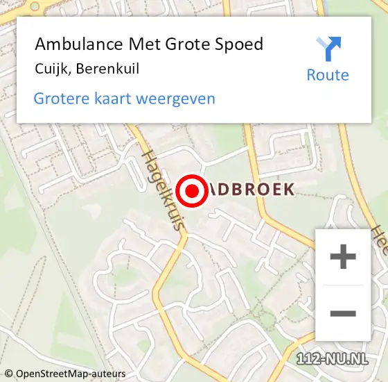 Locatie op kaart van de 112 melding: Ambulance Met Grote Spoed Naar Cuijk, Berenkuil op 20 januari 2020 18:04